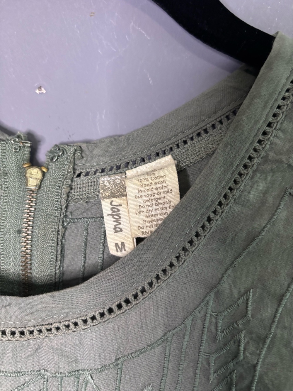 Japna Olive Green Sleeveless Flowy Round Neck Top M - Picture 5 of 7